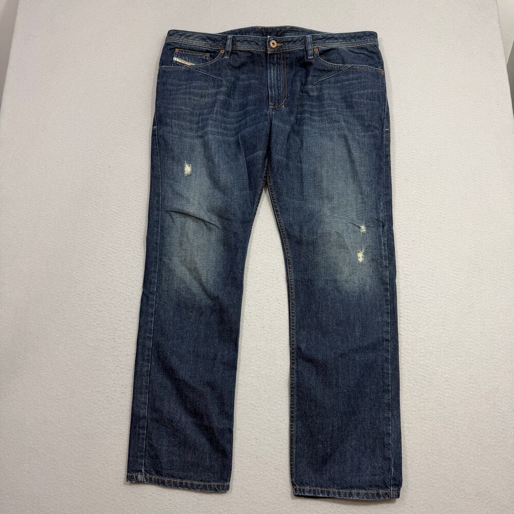Diesel Shioner Slim Skinny Jeans Men's 38x30 Blue Dark Wash Distressed Denim